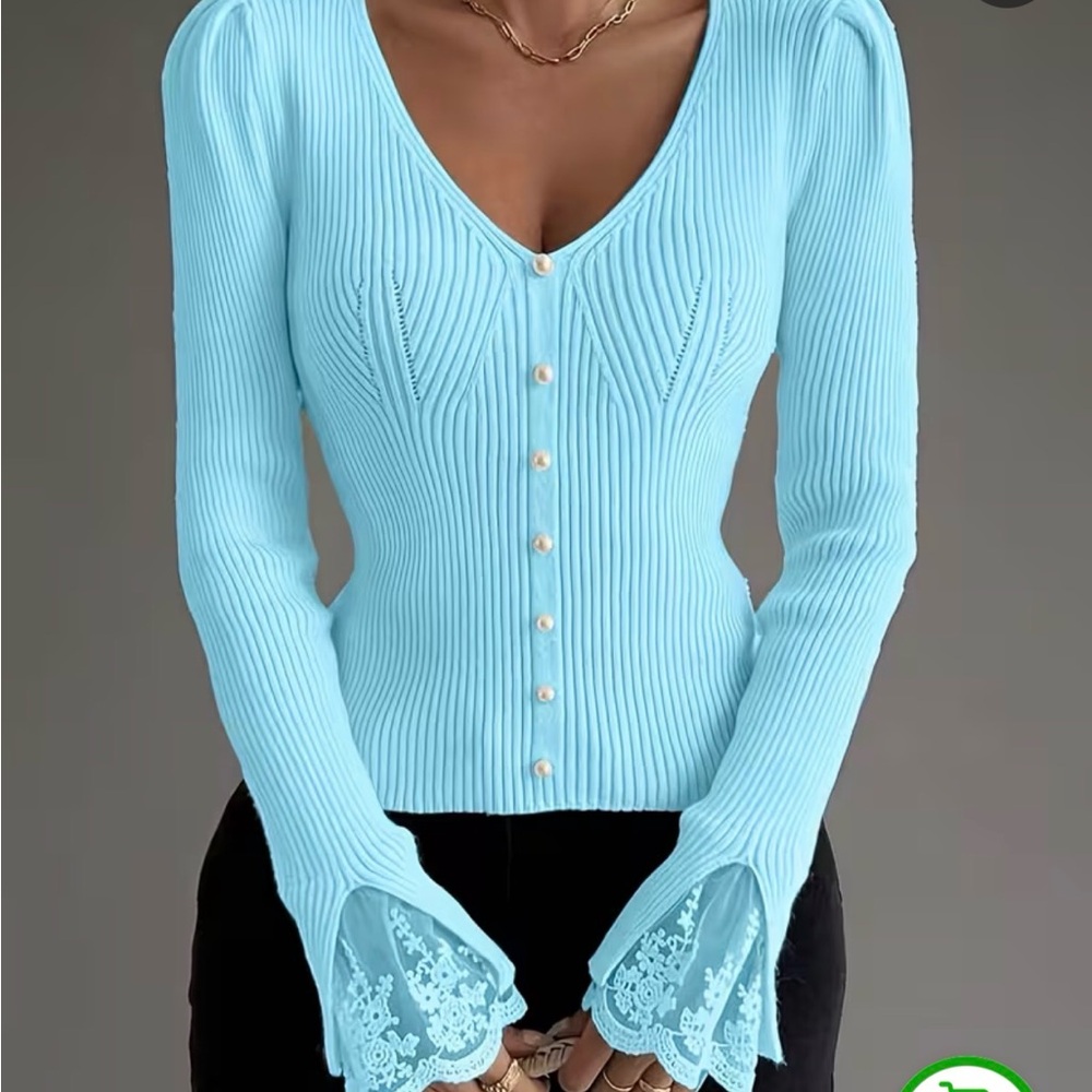 SHEIN Soft Blue Knit Sweater